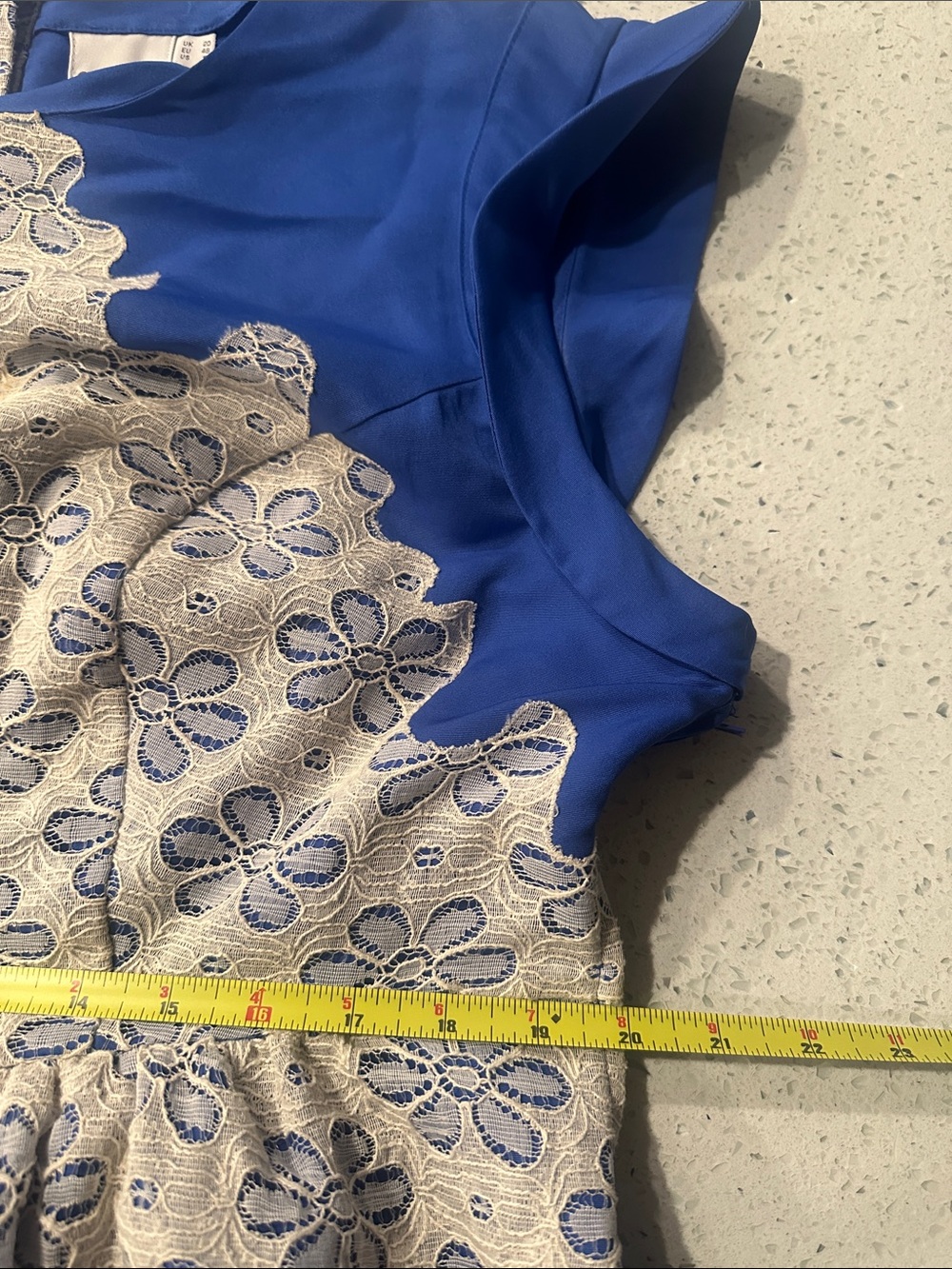 ASOS Curve Size 16 Blue Floral Lace Overlay Dress - Picture 10 of 11